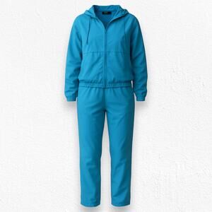 80s Vintage Eddie Bauer Blue Ripstop Windbreaker Jacket Straight Pant Size Large